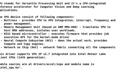 intel meteor lake 的 vpu linux 驱动更新，umd 代码发布