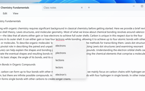 windows 11 中的记事本现在可以进行拼写检查和自动更正