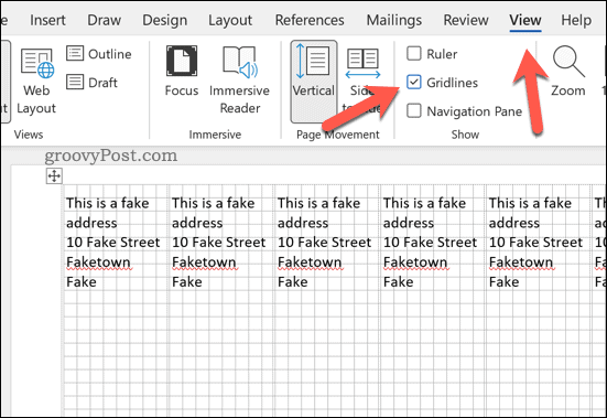 word-show-gridlines