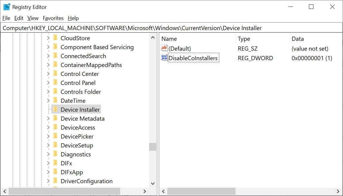 disable-coinstallers-registry
